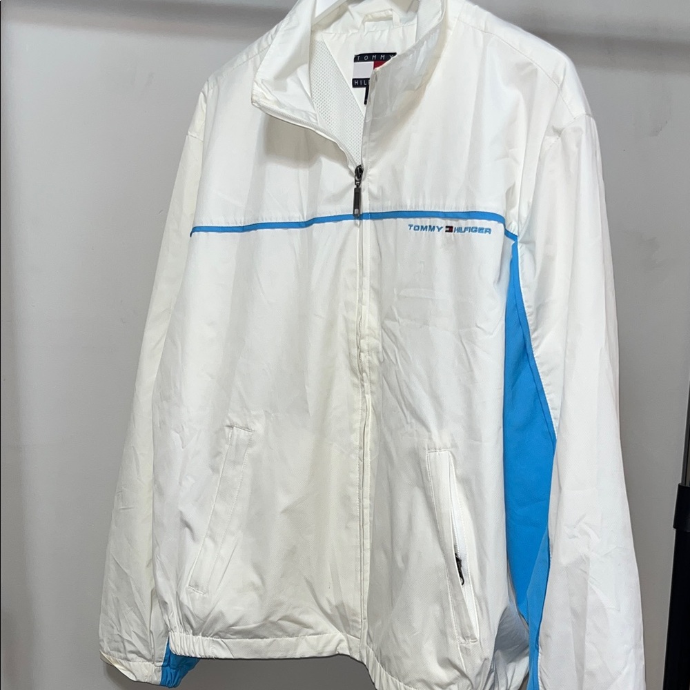 NWT FROM 2002 Tommy Hilfiger White Jacket with Blue Trim